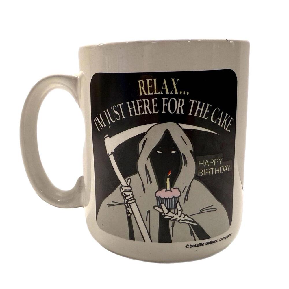 Vintage Grim Reaper Birthday Ceramic Coffee Mug